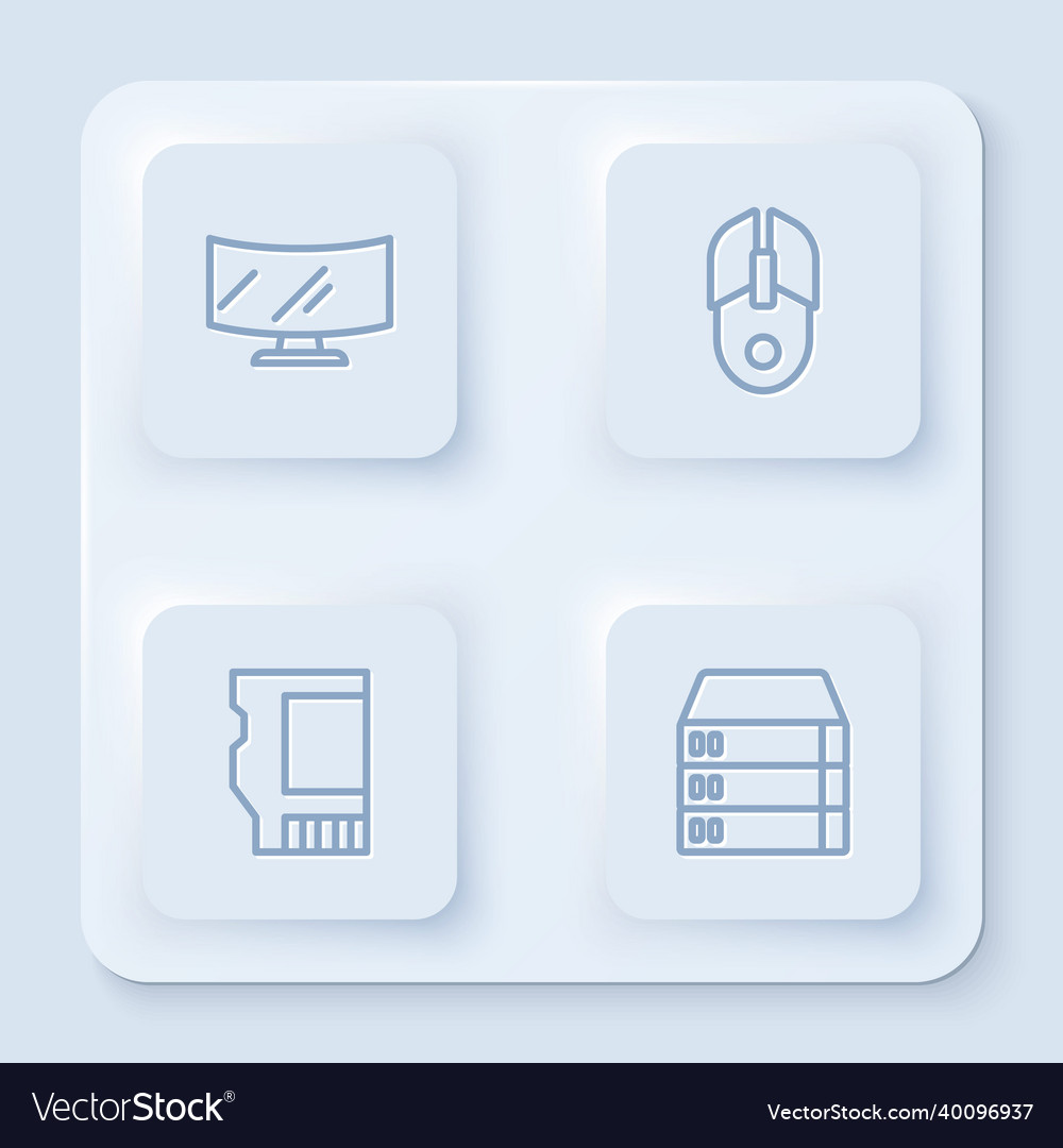 Set line computer monitor screen mouse sd card vector image Set line computer monitor screen mouse sd card