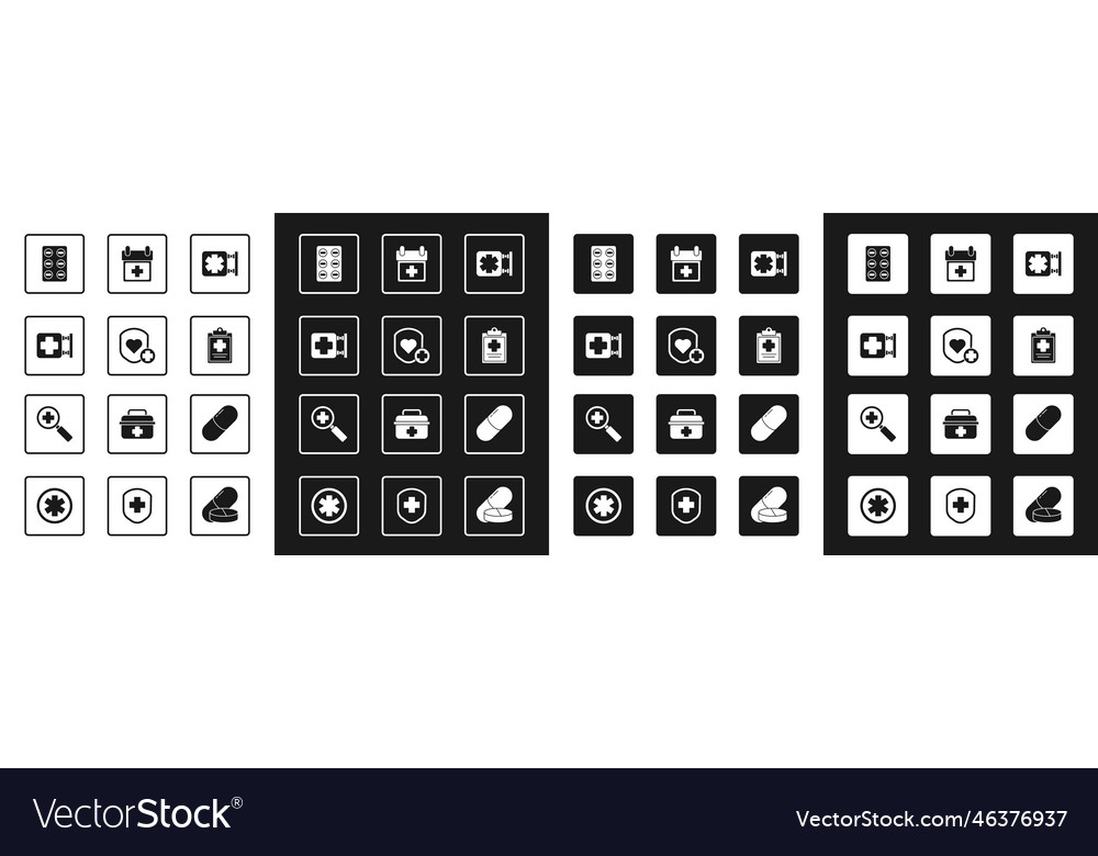 Set medical symbol of the emergency pills