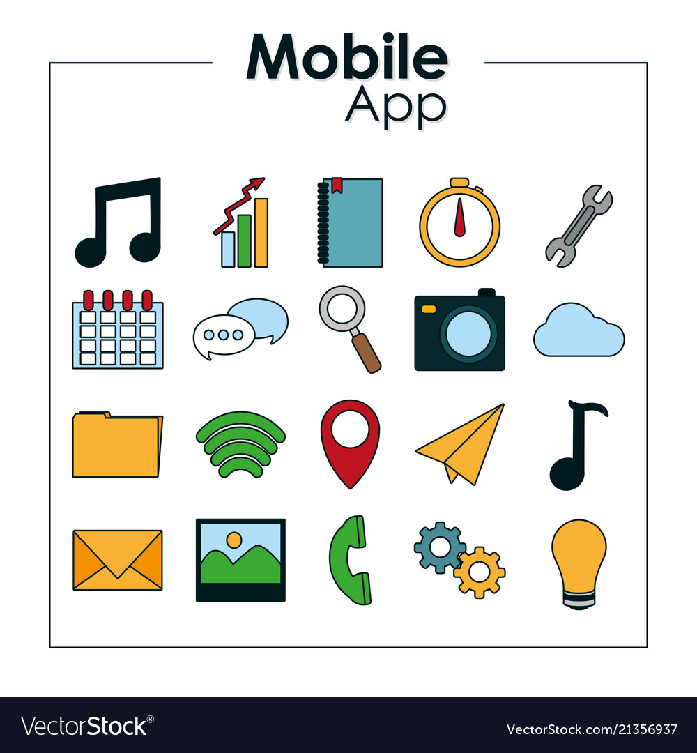 Set of mobile app icons Vector Image Set of mobile app icons