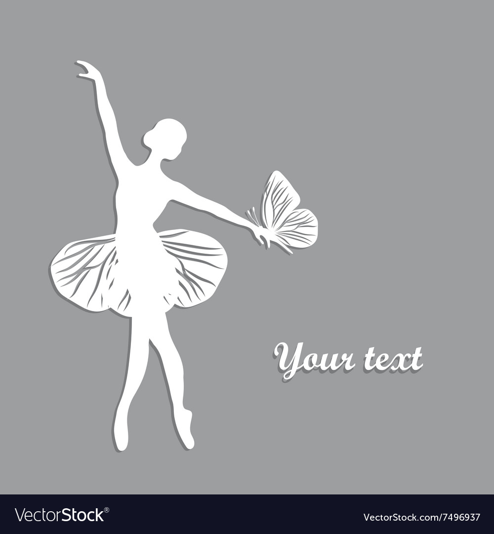 Silhouette of dancing girl with butterfly