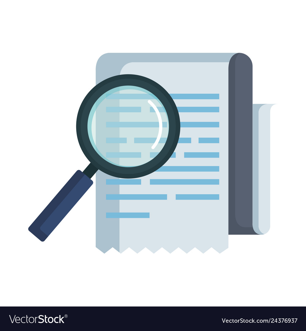 Tax documents with magnifying glass Royalty Free Vector