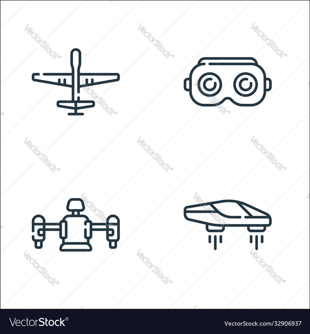 Technology future line icons linear set vector image Technology future line icons linear set