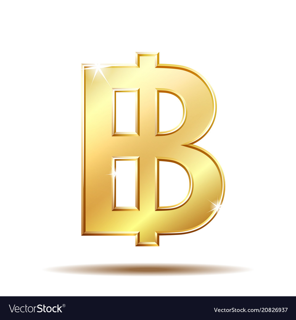 Thai Baht Golden Currency Symbol Royalty Free Vector Image