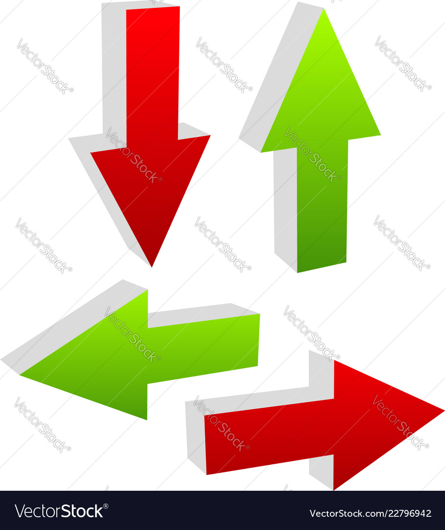 3d green and red arrows pointing to different