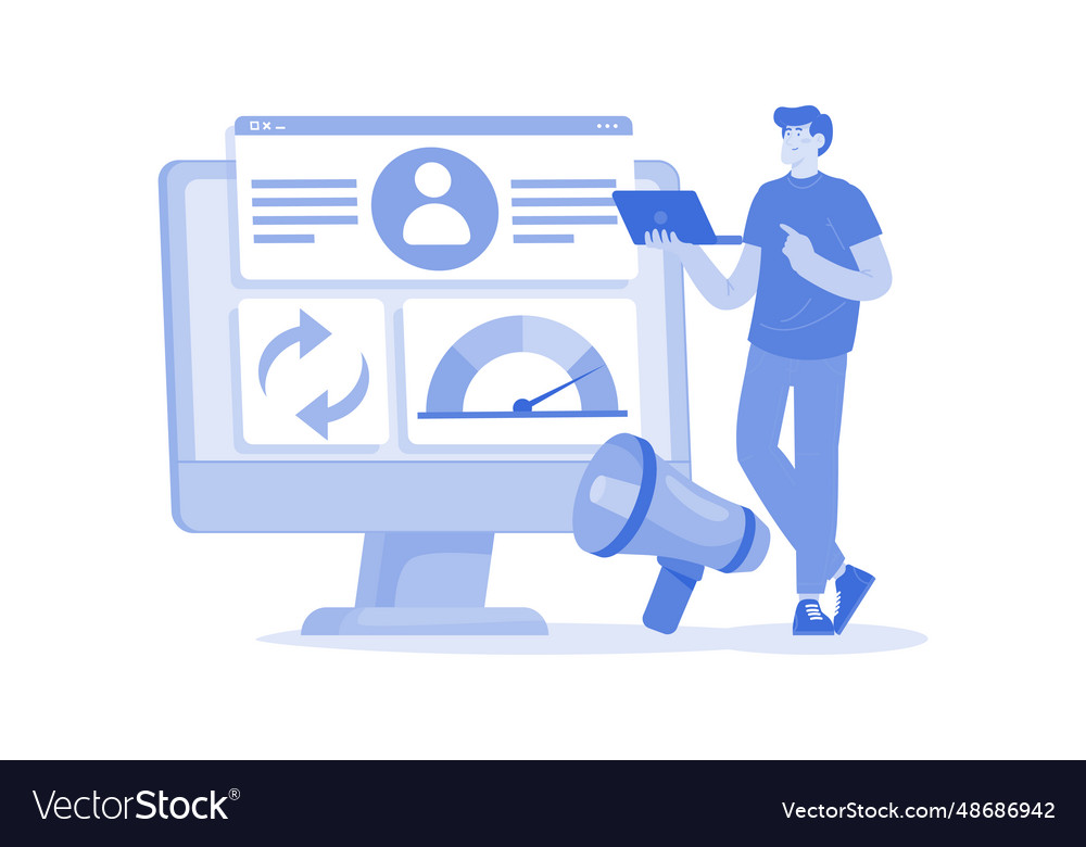 A manager improves conversion rate optimization vector image A manager improves conversion rate optimization