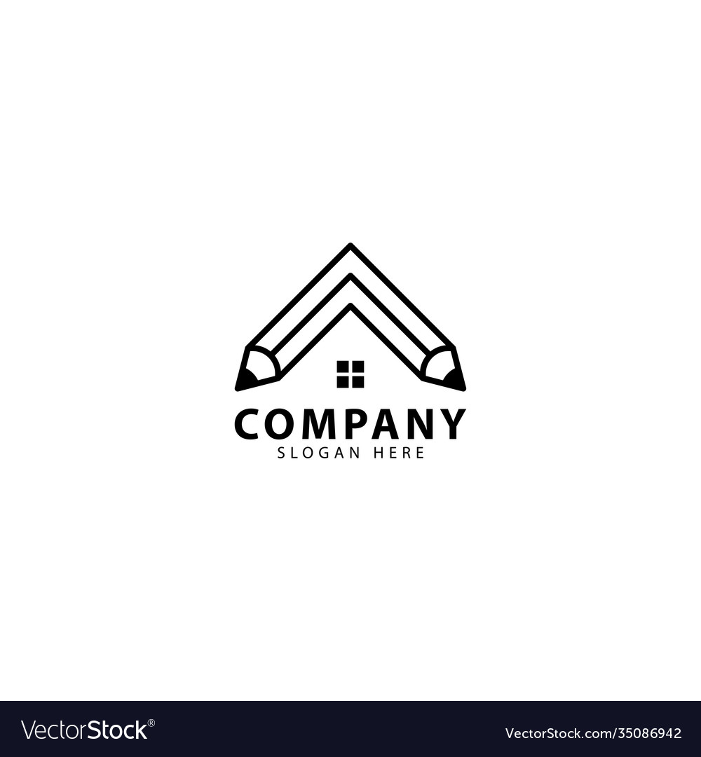 Abstract pencil and home logo design icon