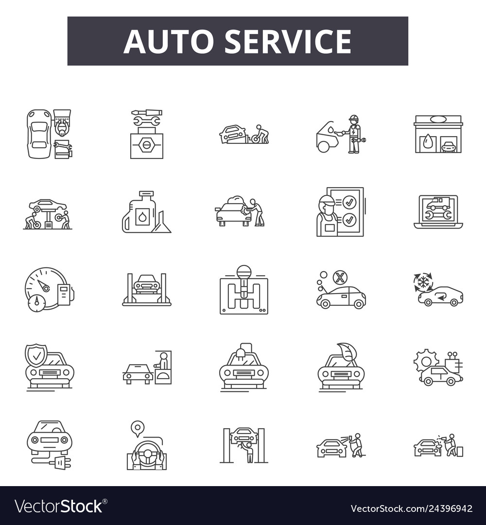 Auto service line icons for web and mobile design Vector Image