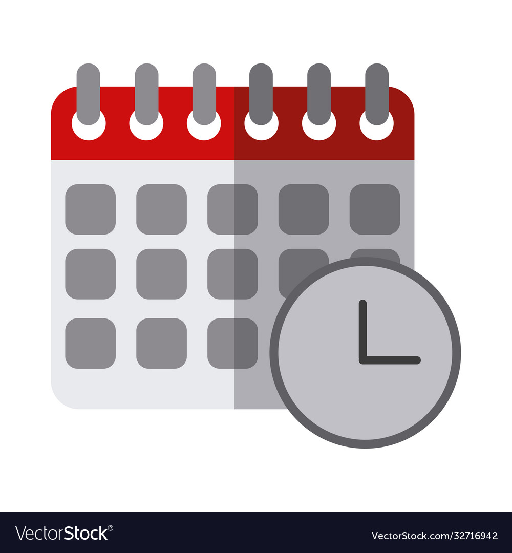 Calendar reminder clock time flat icon with shadow