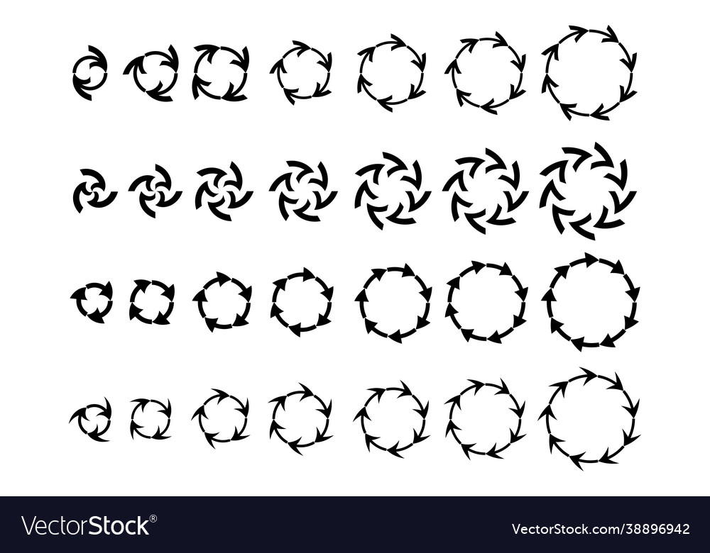 Circular arrows chart icon set cursor