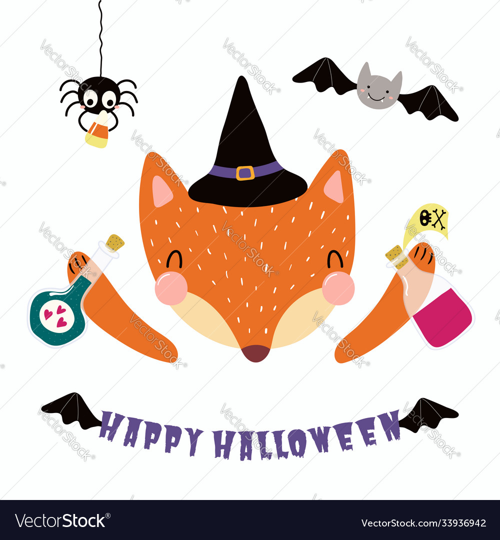 Cute fox in halloween costume