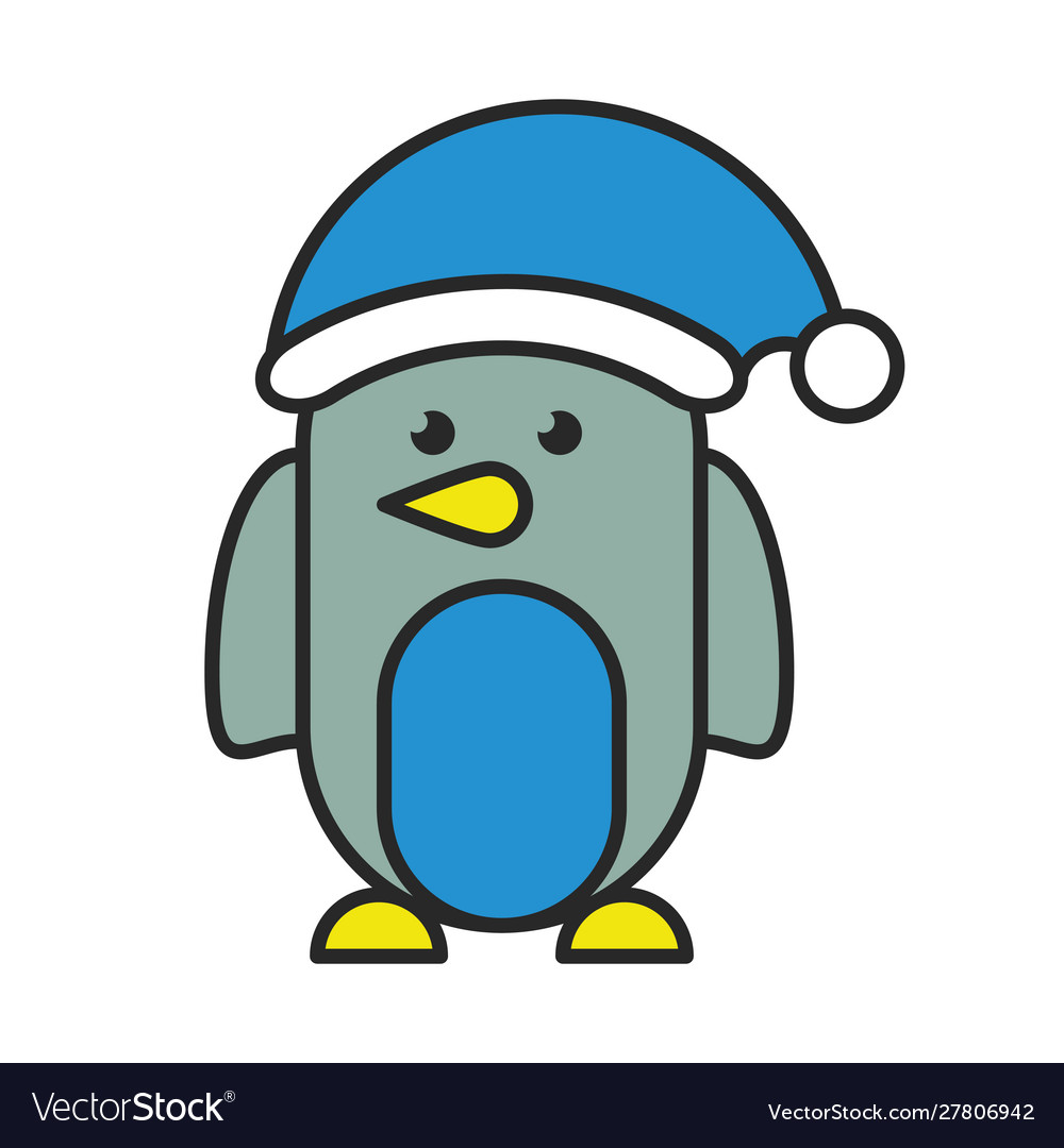 Cute penguin with christmas hat character