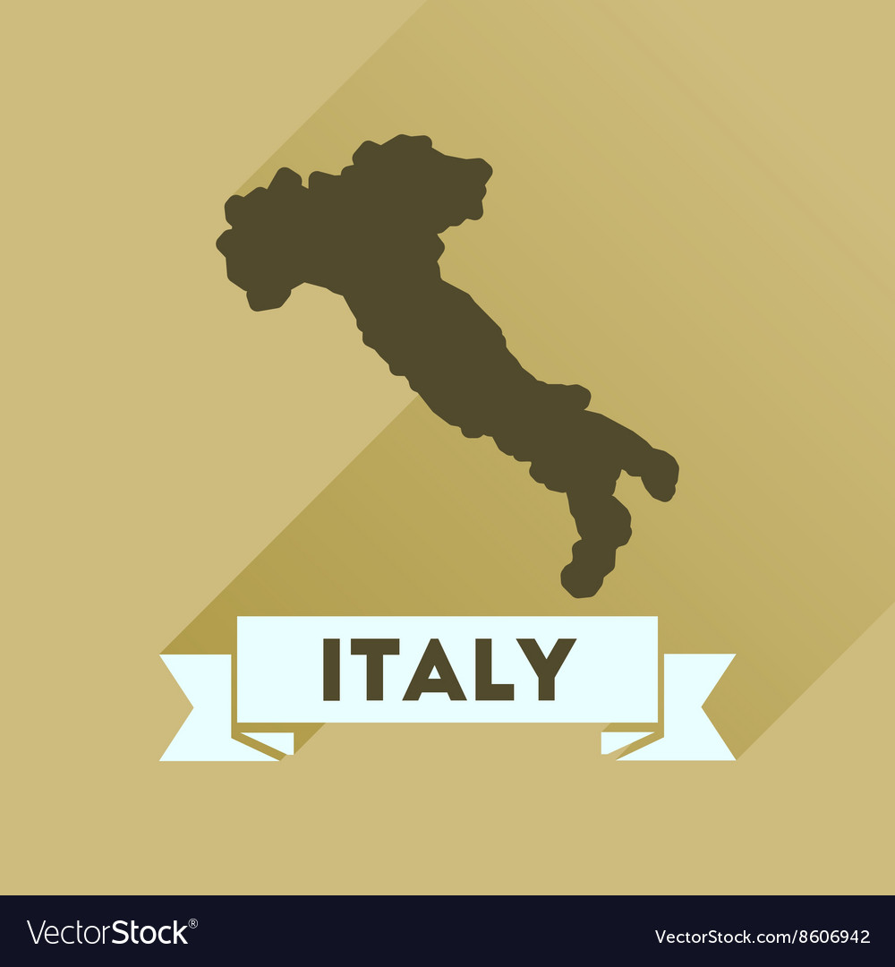 Flache Ikone mit langem Schatten Italy Karte