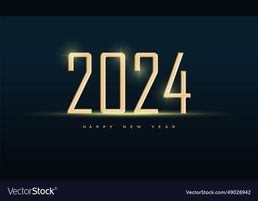 Happy new year 2024 with upright numbers standing