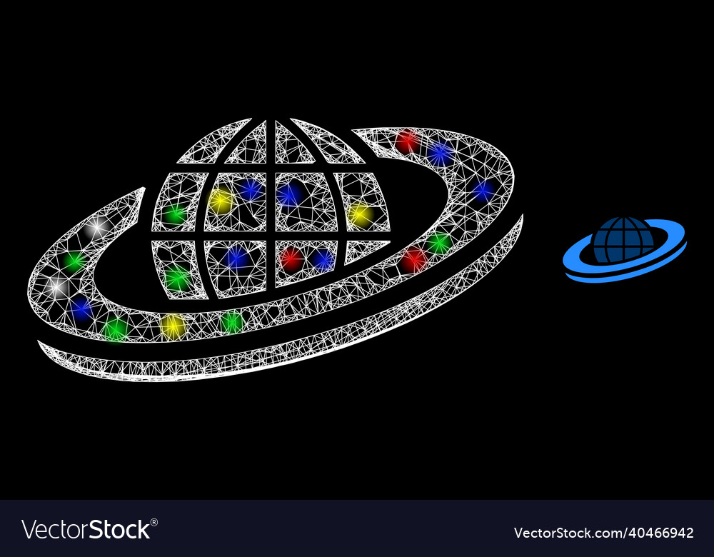 Light irregular network planet orbit icon vector image Light irregular network planet orbit icon