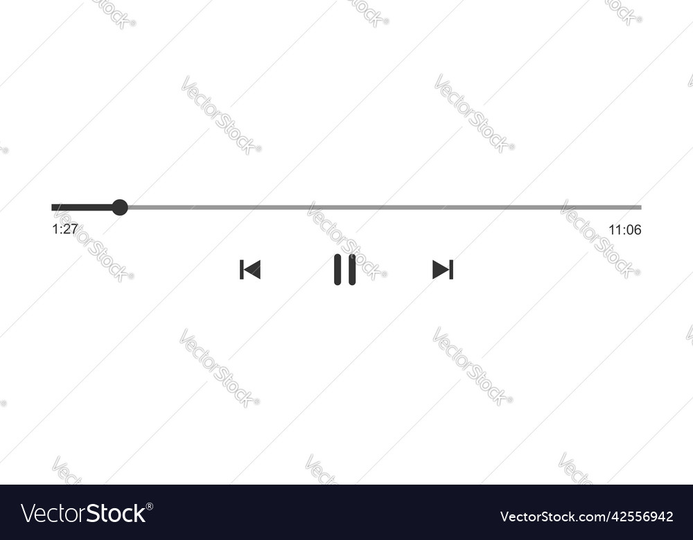 Loading bar with time slider pause rewind vector image Loading bar with time slider pause rewind