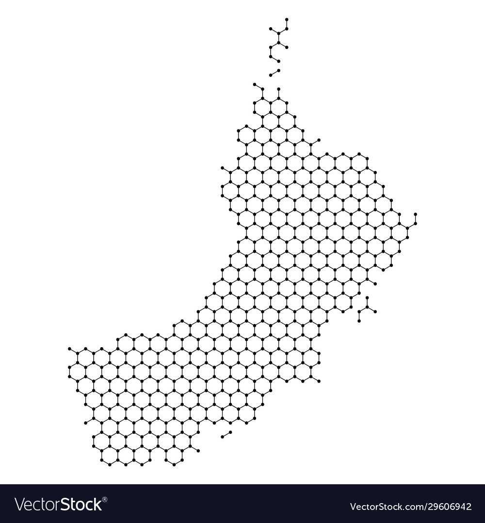 Oman map from abstract futuristic hexagonal