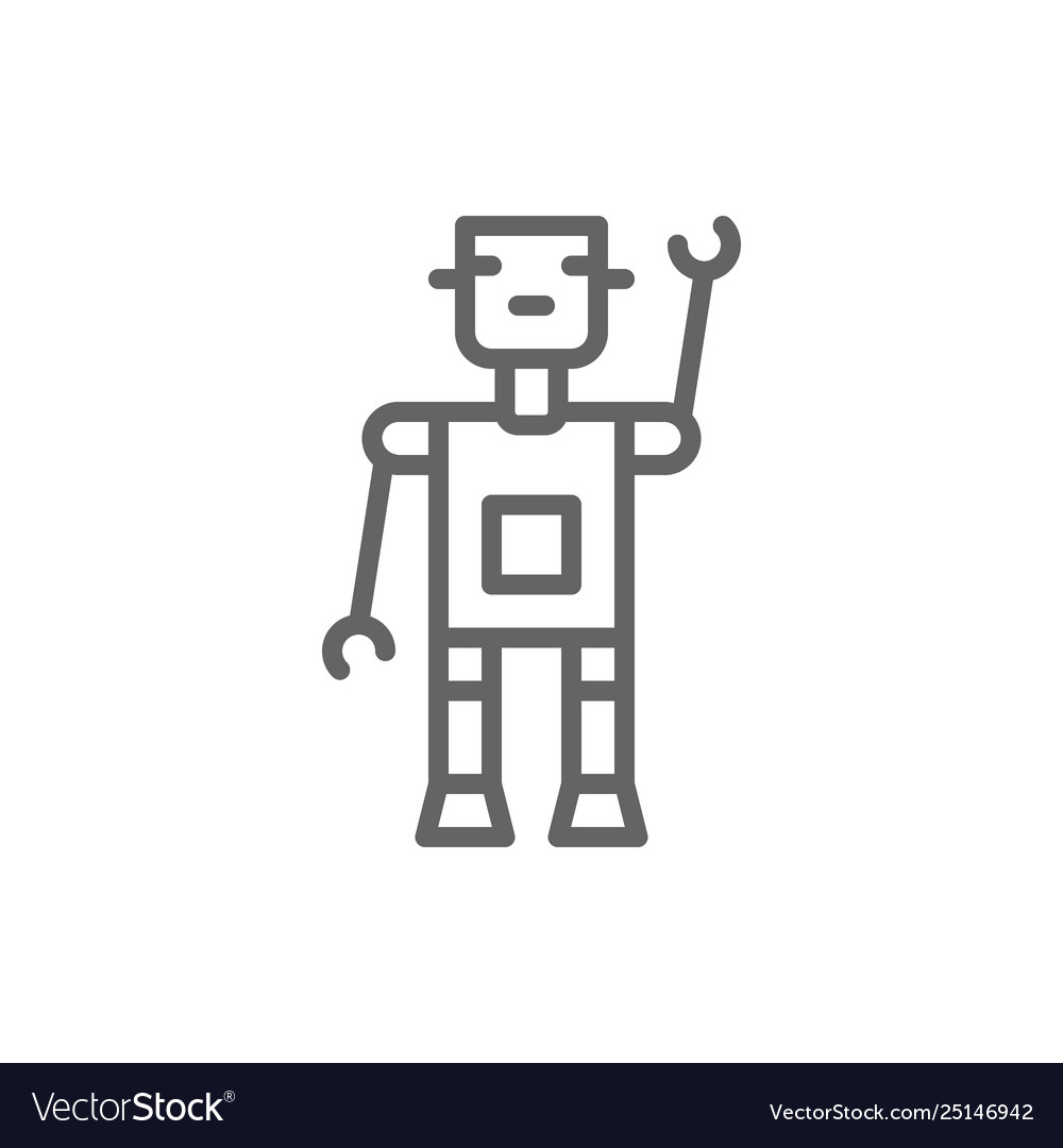 Robot bot chatbot artificial intelligence line vector image Robot bot chatbot artificial intelligence line