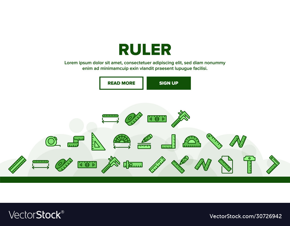 Ruler measuring tool landing header Vector Image Ruler measuring tool landing header