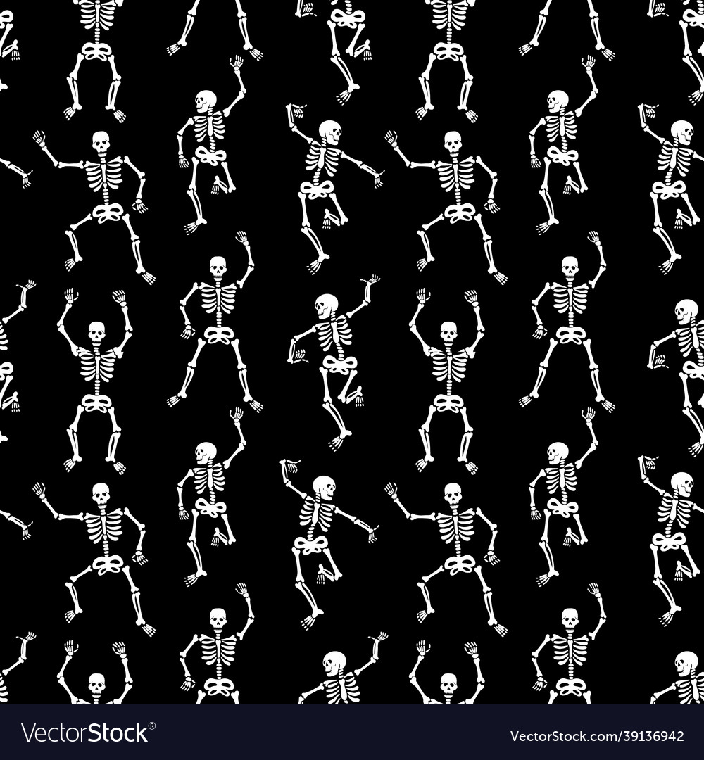 Seamless pattern with black skeletons Vector Image Seamless pattern with black skeletons
