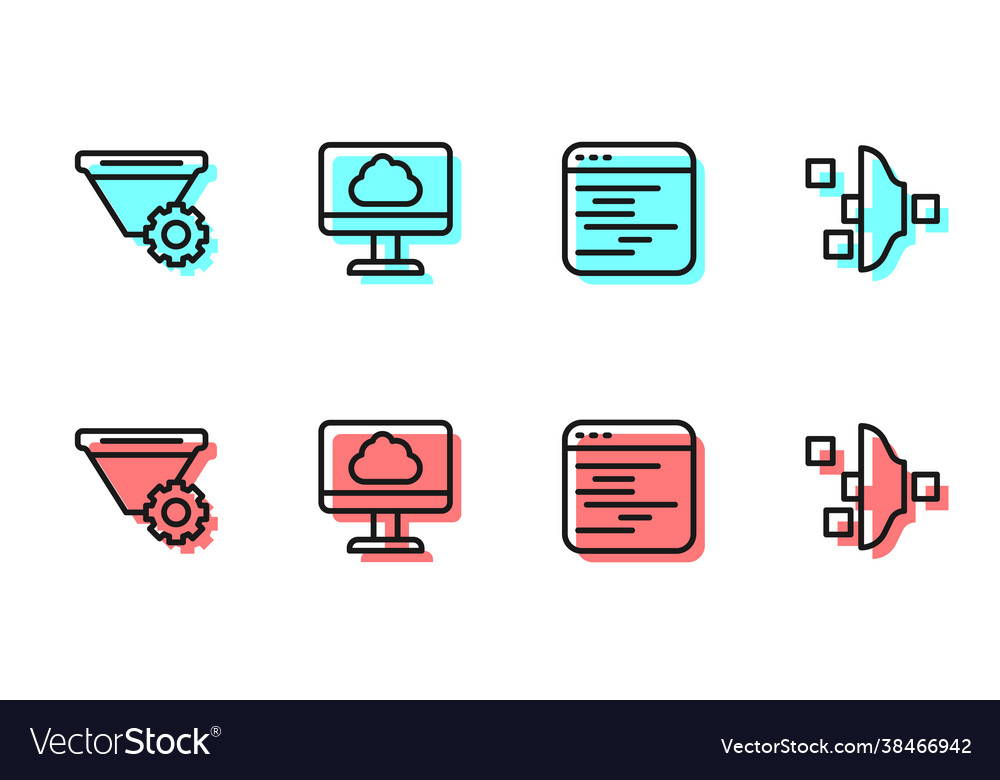 Set line software filter setting cloud vector image Set line software filter setting cloud