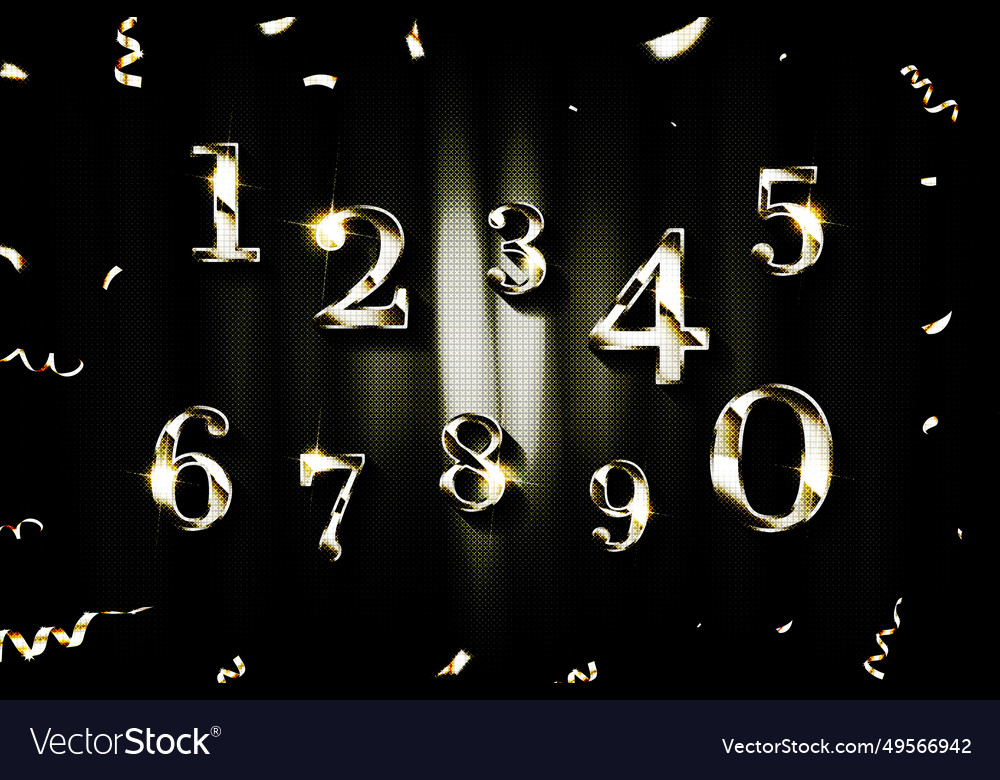 Silver 3d numbers symbol set