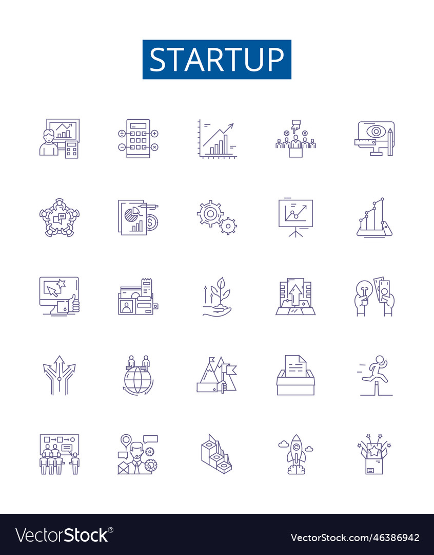 Startup line icons signs set design collection