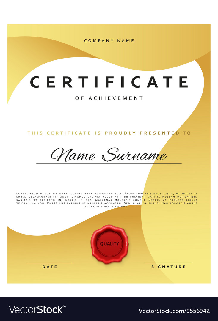 Template certificate design in gold color
