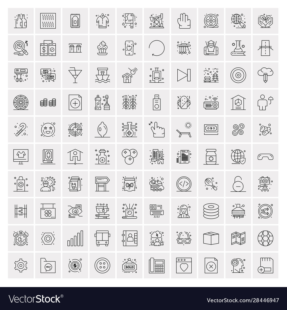 100 business icons for web and print material Vector Image 100 business icons for web and print material