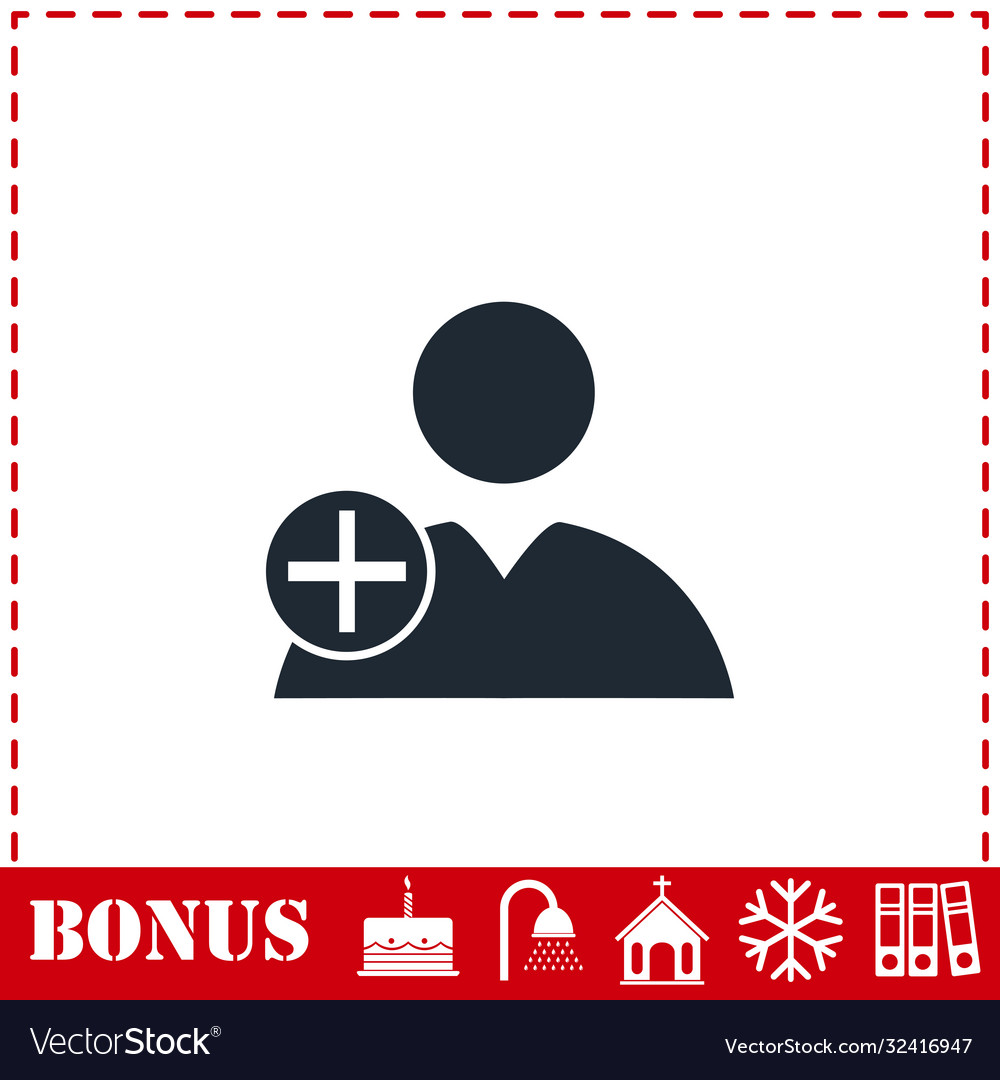 Add user icon flat vector image Add user icon flat