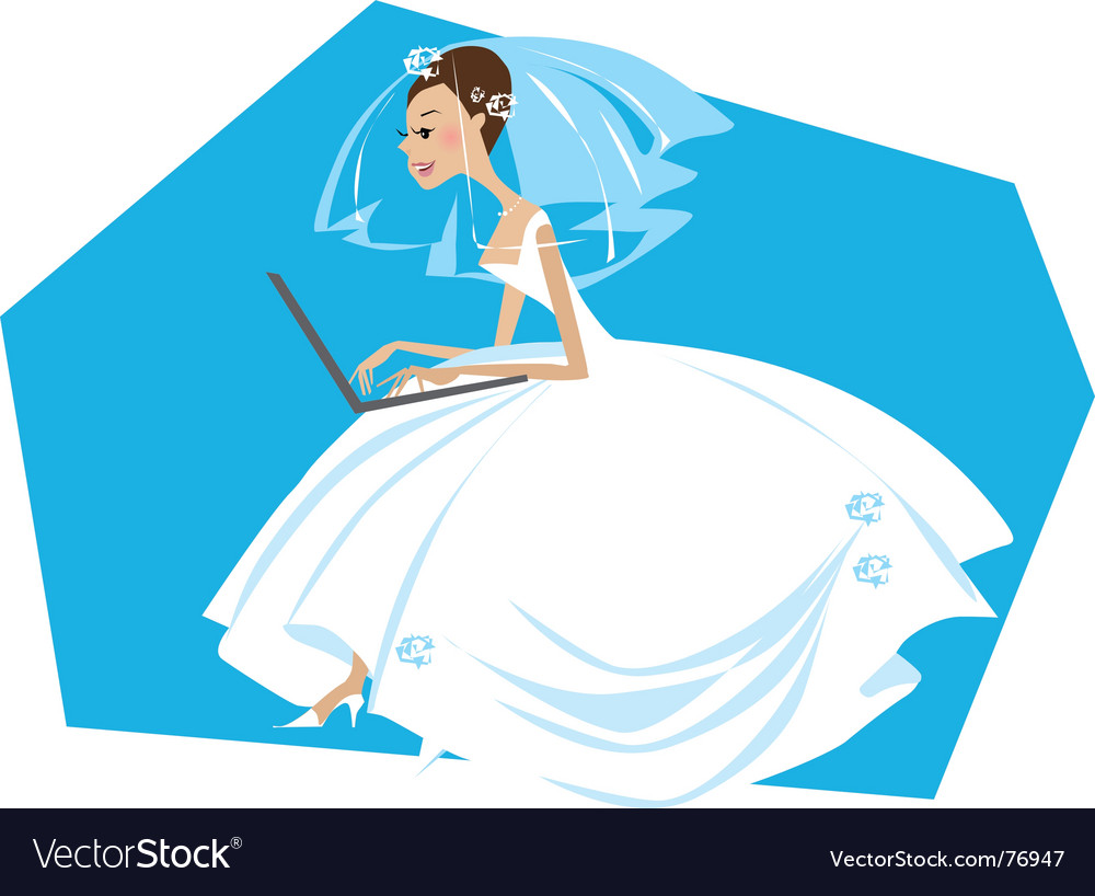 Bride working on a computer