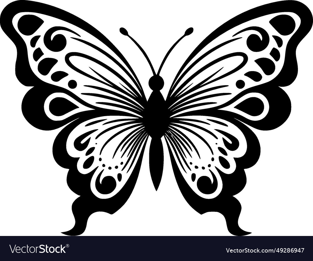 Butterfly - black and white isolated icon