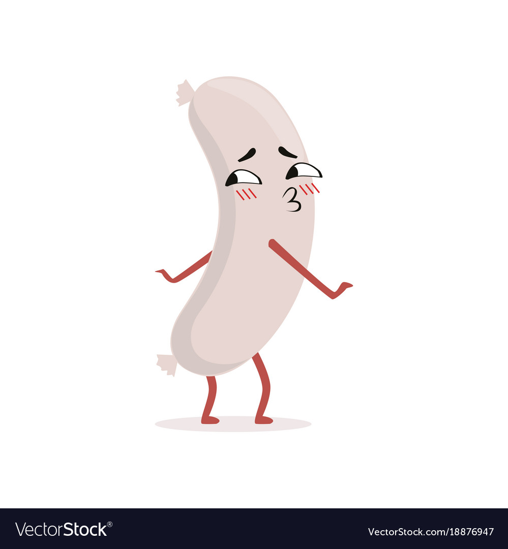 Cartoon liver sausage dancing with cute face Vector Image