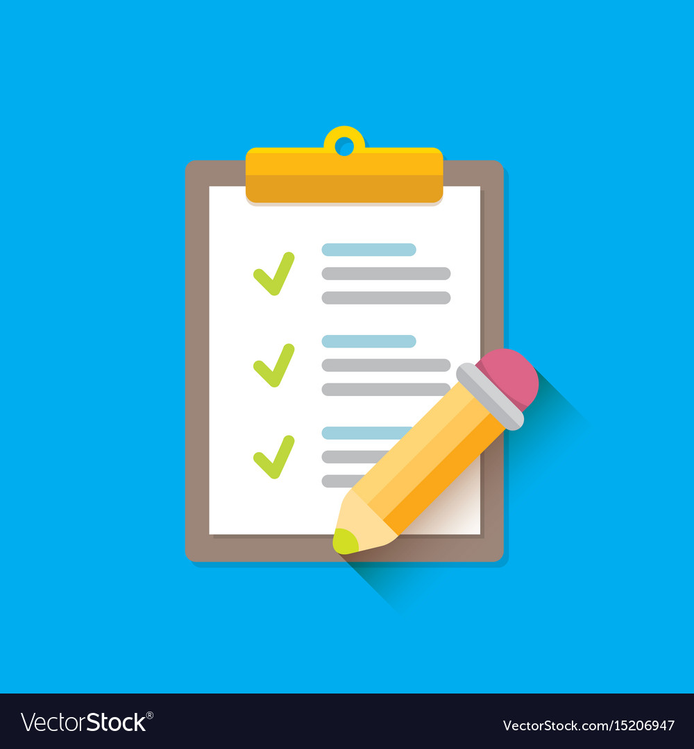 Clipboard icon with checkmarks and pencil Vector Image