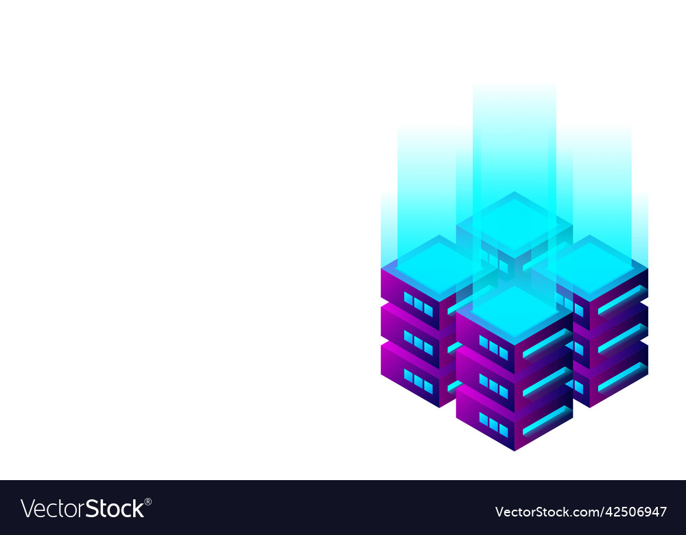 Datacenter isometric abstract 3d hosting server vector image Datacenter isometric abstract 3d hosting server