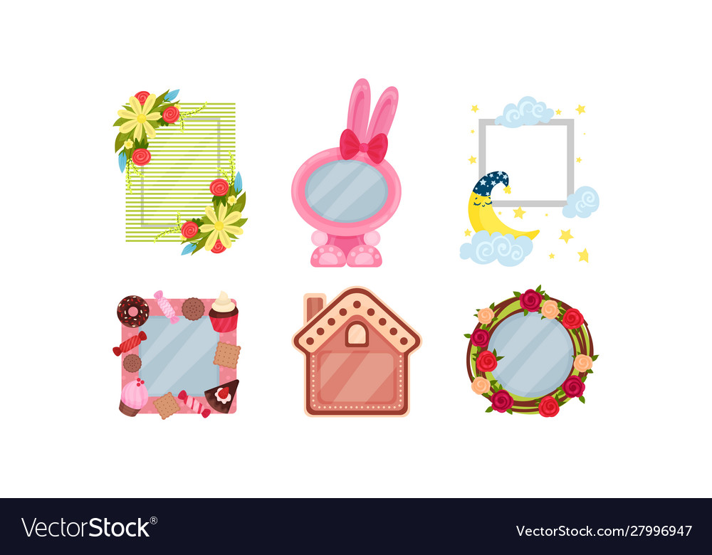 Decorated Photo Frames Collection Kids Royalty Free Vector