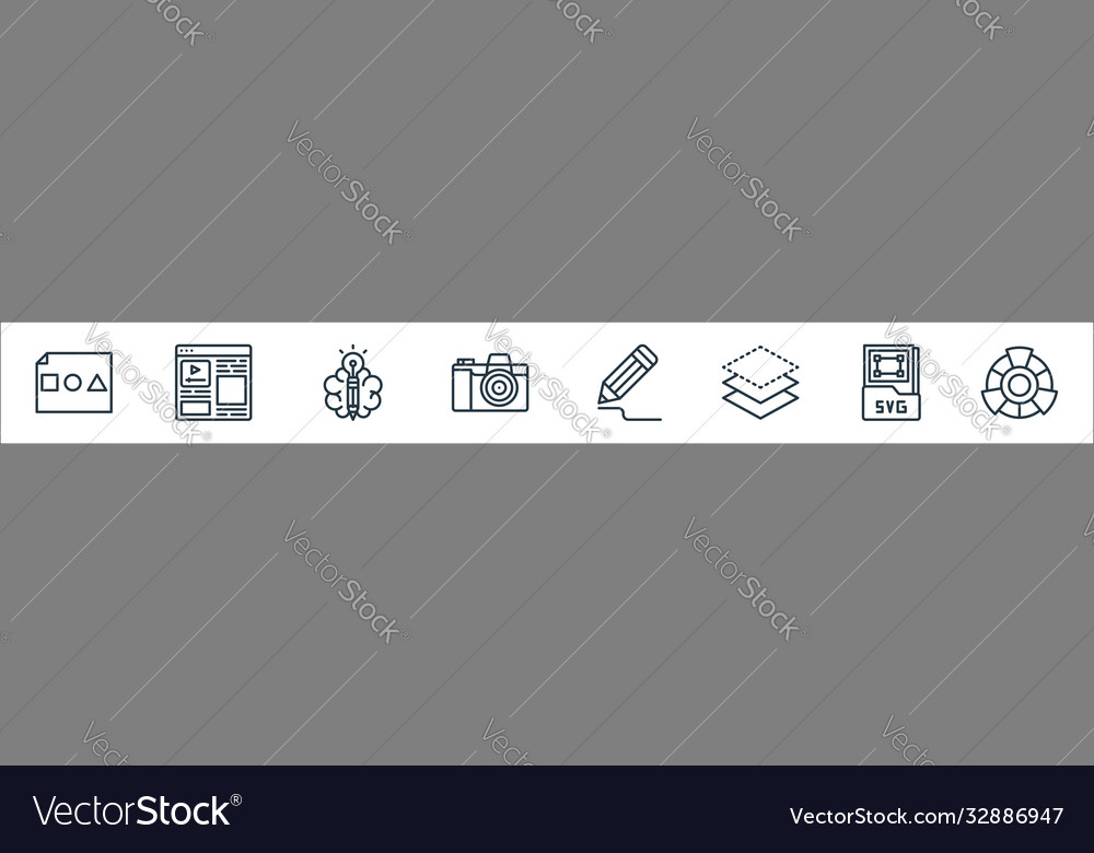 Graphic design line icons linear set quality vector image Graphic design line icons linear set quality