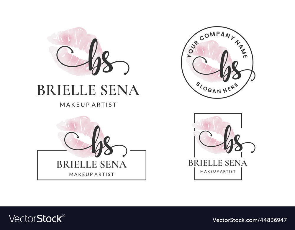 Initial letter bs b logo for lip kiss lipstick Vector Image