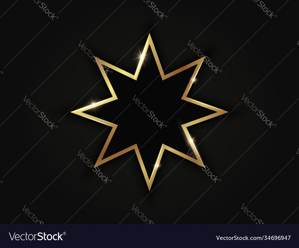 Octagonal star golden sparkling frame isolated vector image Octagonal star golden sparkling frame isolated