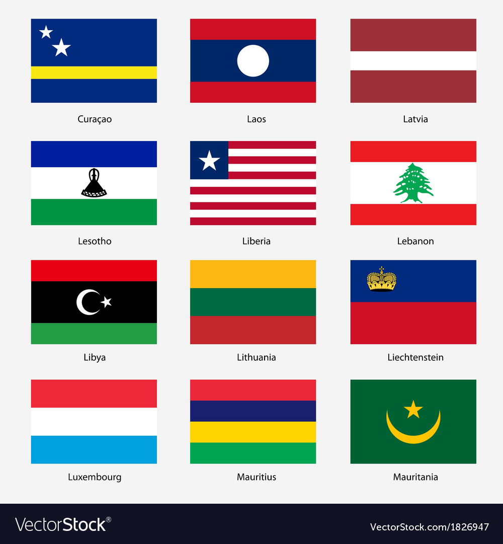 Set flags of world sovereign states n Royalty Free Vector