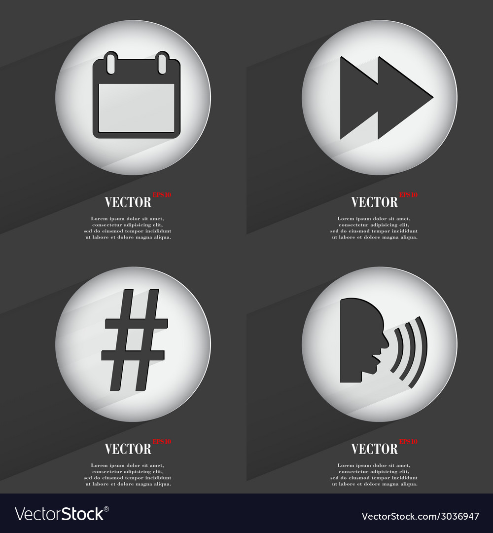 Set of 4 flat buttons icons with shadows