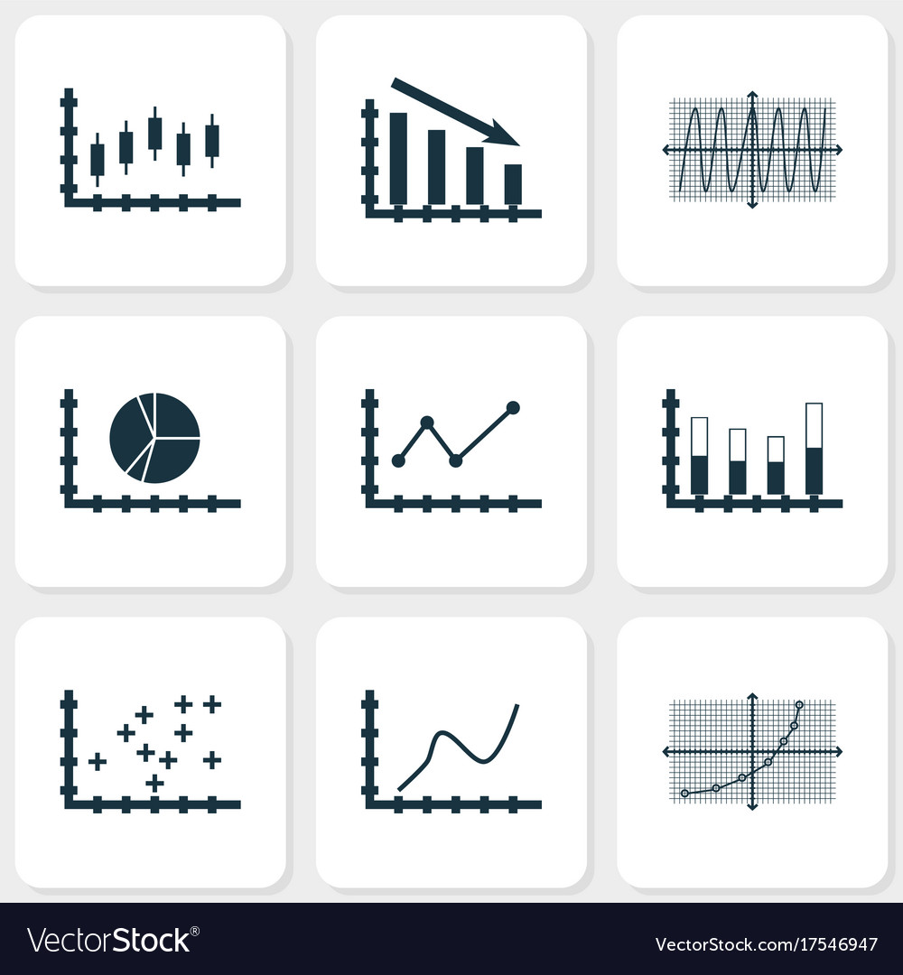 Set of graphs diagrams and statistics icons