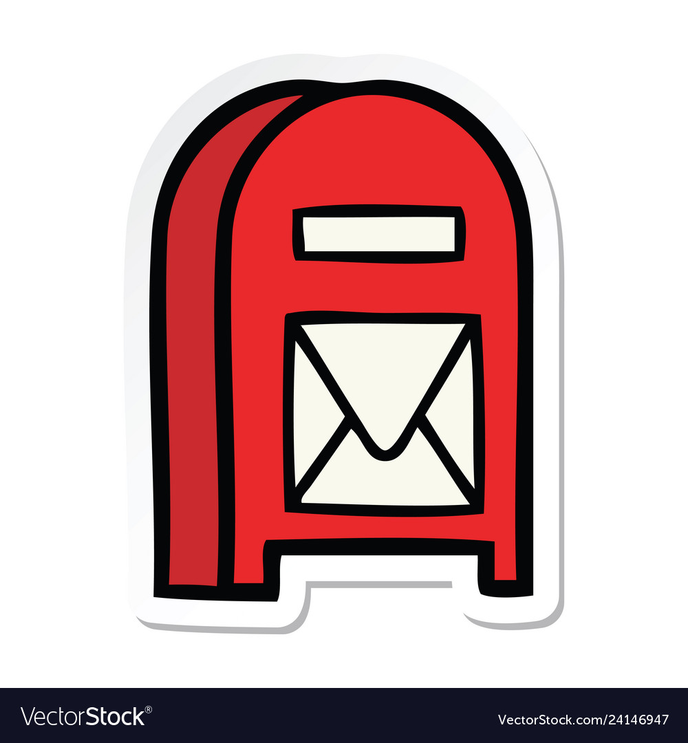 Sticker of a cute cartoon mail box Royalty Free Vector Image