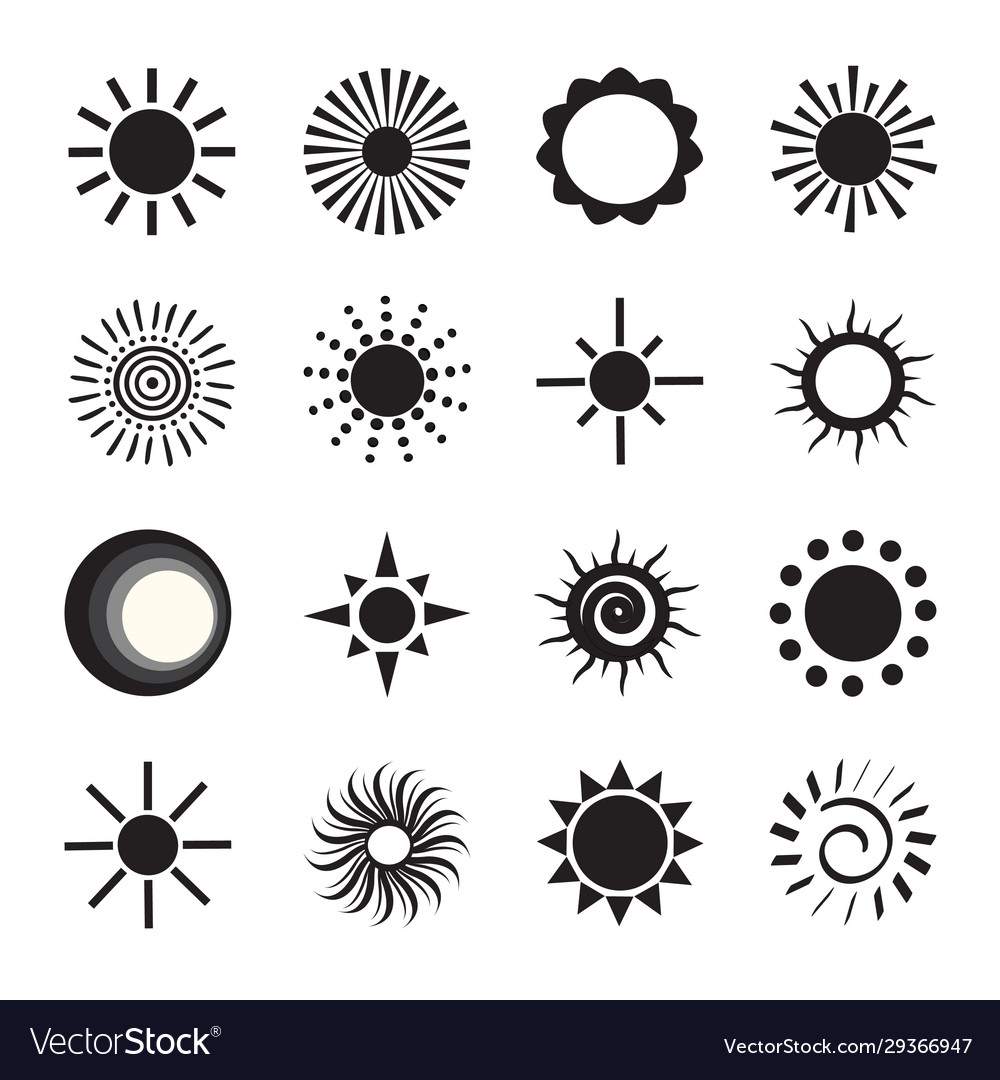 Sun icons set image vector image Sun icons set image