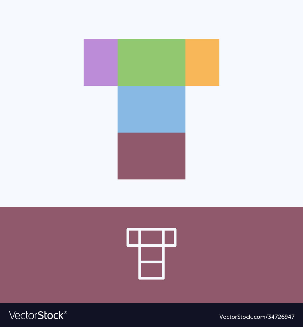 T letter logo made pattern blocks with pretty vector image T letter logo made pattern blocks with pretty