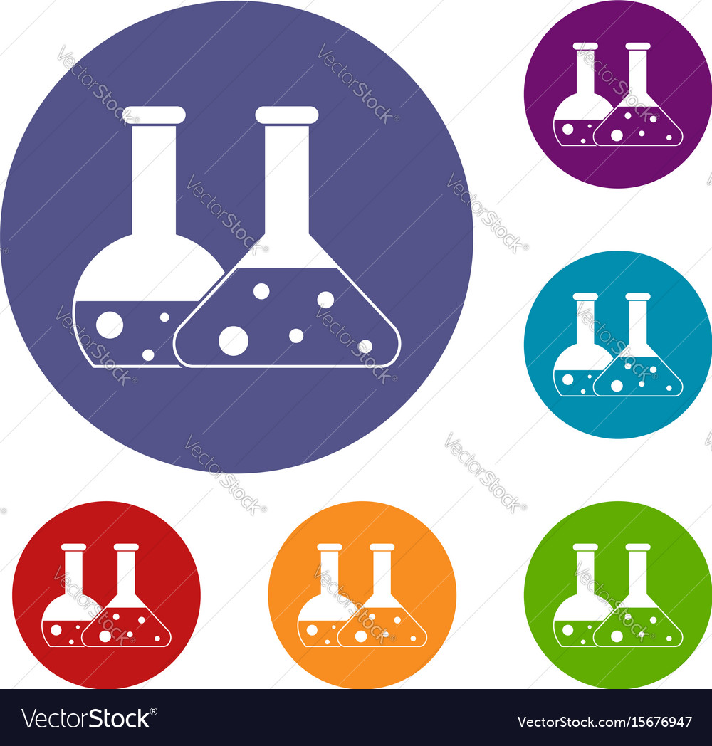 Transparent flasks icons set Royalty Free Vector Image