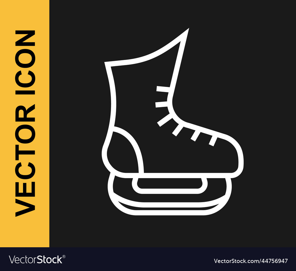 White line skates icon isolated on black Vector Image