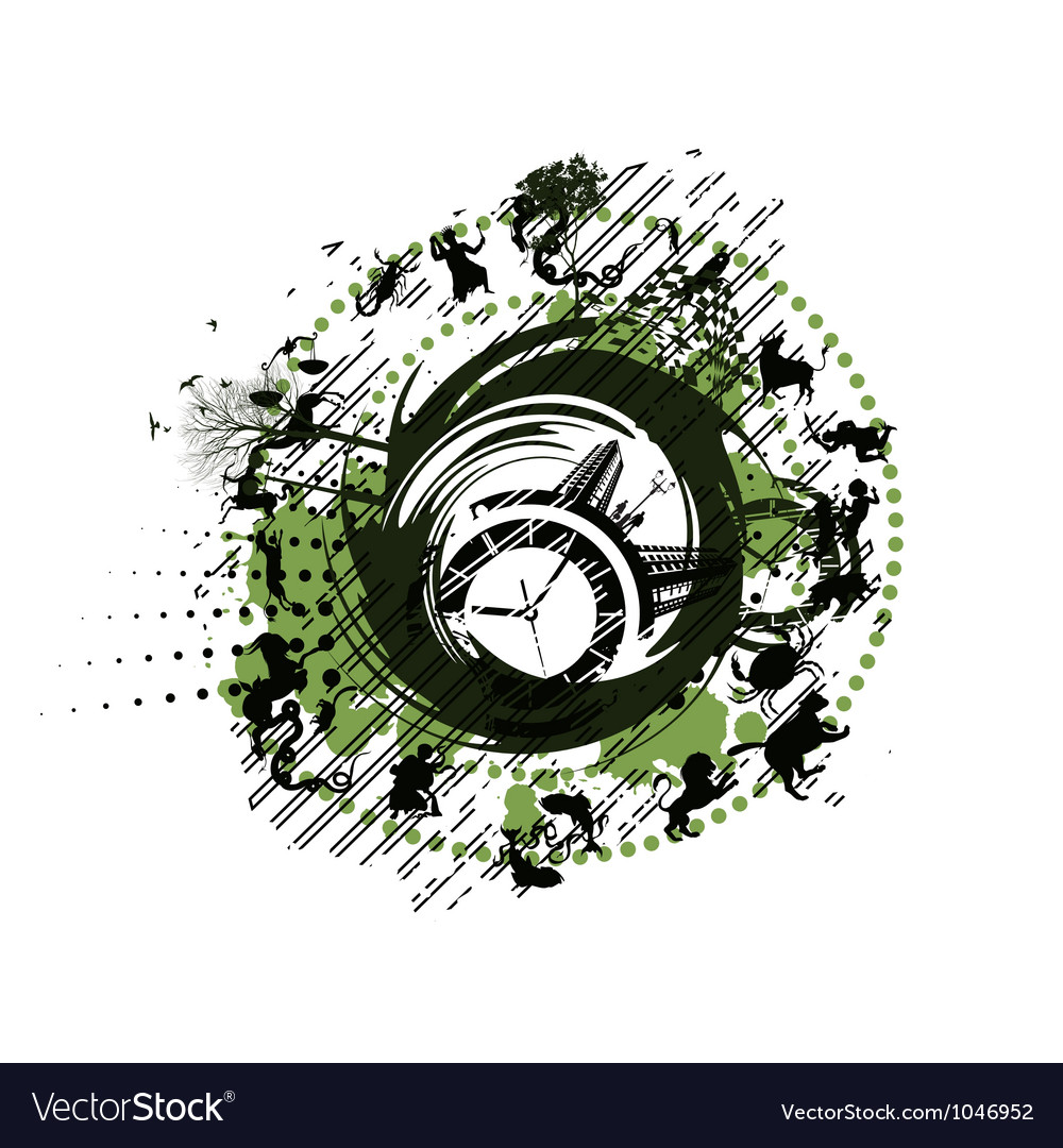 Celestial Clock Zodiac Background