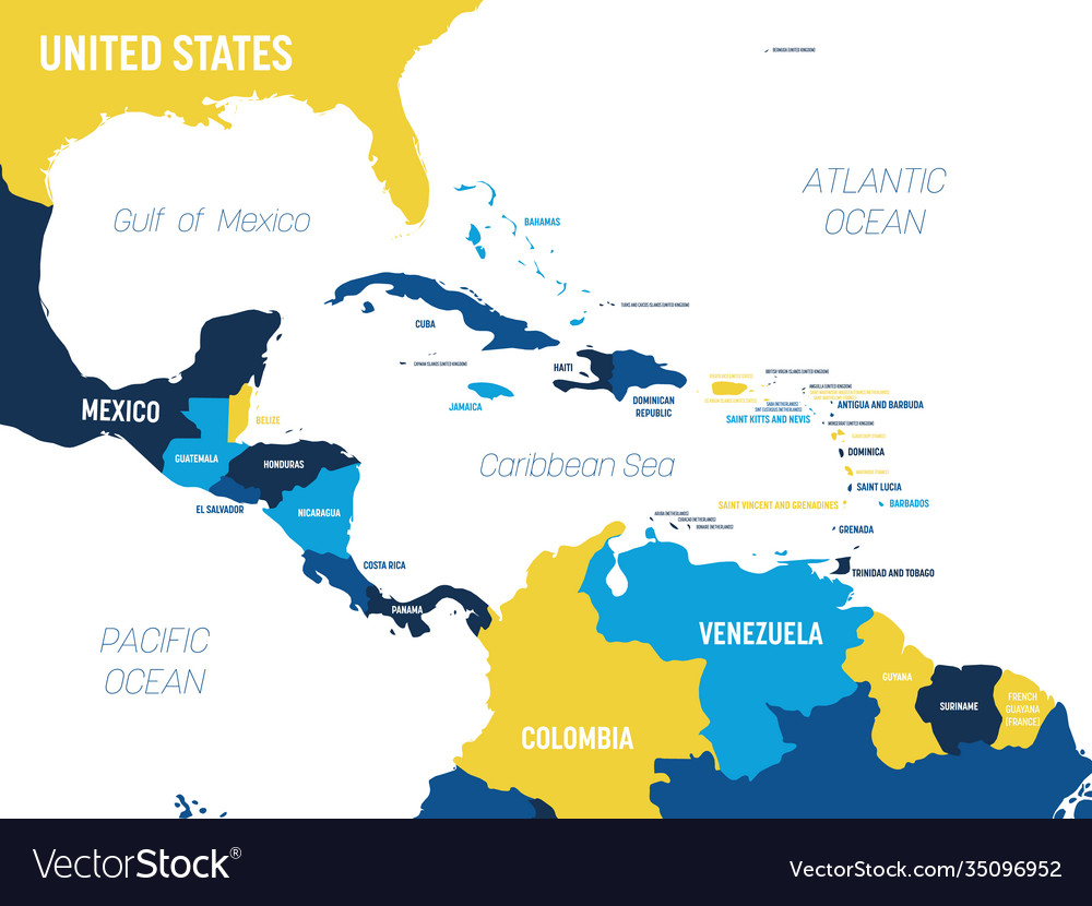 Central america map - brown orange hue colored