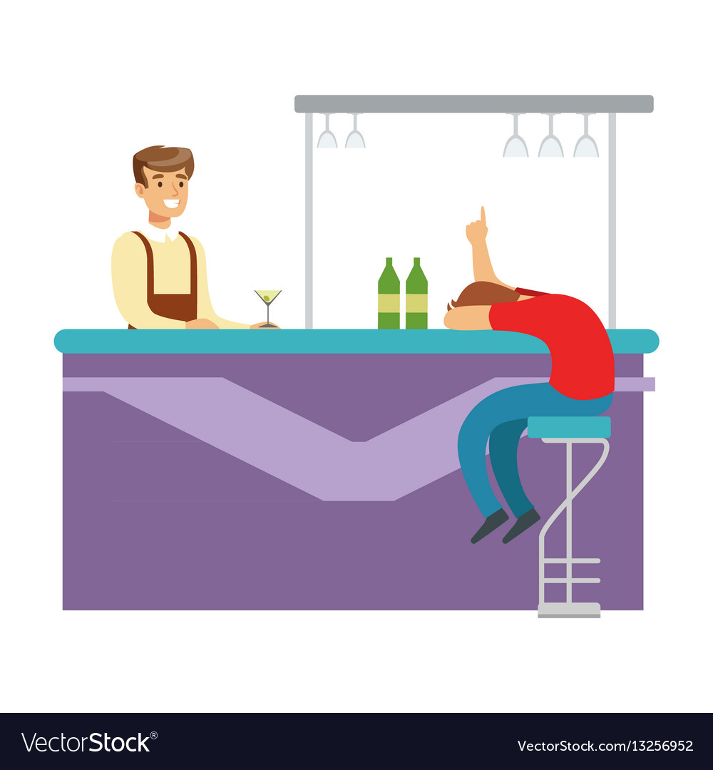 Drunken Man Sleeping at Bar