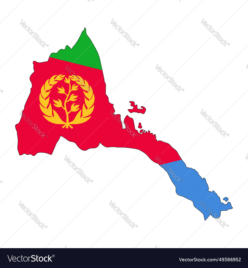 Eritrea map silhouette with flag isolated vector image Eritrea map silhouette with flag isolated